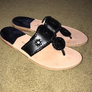 Jack Rogers Black Leather Sandals